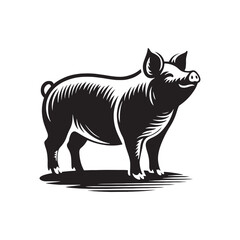 Synchronized Swine: Pig Silhouette Series Harmonizing the Graceful Movements of Hogs in Motion - Swine Illustration - Hogs Vector - Hogs Silhouette
