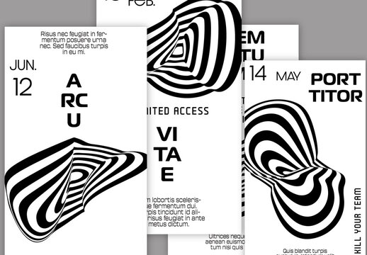 Social Media Post Layout Abstract Black and White Distorted Circle 3D Shape