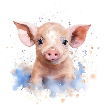 recommend clip art: Beautiful Pig Watercolor Clipart, Cute Design for Your Project, Ai Generative