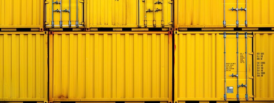 Yellow box container striped line textured background. cargo container shipping. For logistics and sea transportation
