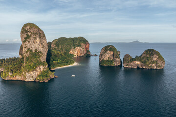 Aerial view of Railay beach, Krabi, Thailand in wet season