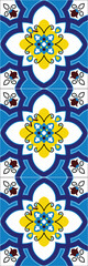 Vintage damask seamless ornamental watercolor blue floral paint tile design pattern. ceramic tile design style