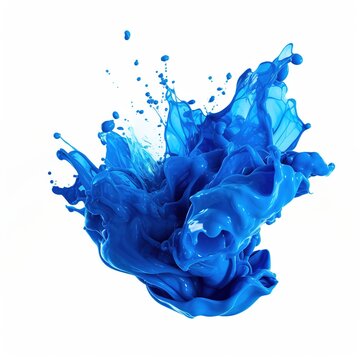 Blue colour plastic paint splash isolated on a white background