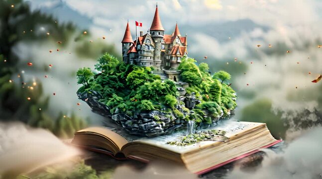 Enchanted Castle on Storybook. Generative AI