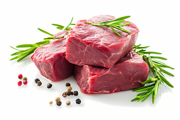 Isolated raw pork chops and meat, perfect for a fresh and delicious dinner or barbecue