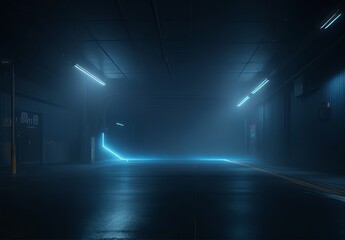 A dark empty street dark blue background an emp