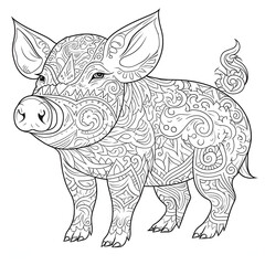 Fototapeta premium Beautiful Pig Coloring Page, Perfect For your Project and Creations, Ai Generative