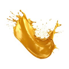 Golden colour plastic paint splash isolated on a white background