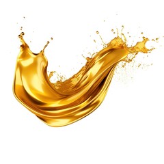 Golden colour plastic paint splash isolated on a white background