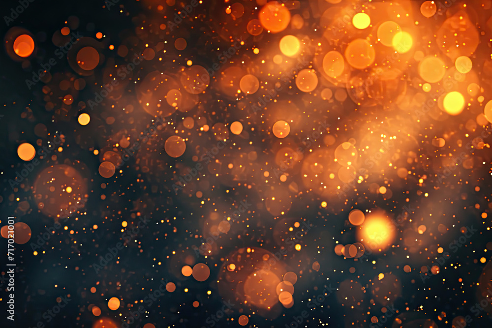 Poster abstract background with orange bokeh particles