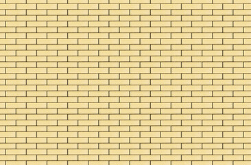 Yellow brick texture. Even blocks pattern. Brick wall. Outdoor sunny texture. Walkway background. Brick pattern. Closeup construction. Black lines fugue. Retro rectangle stone.