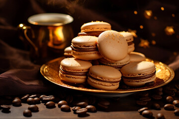 Coffee macaroons in Candy bar in luxury interior