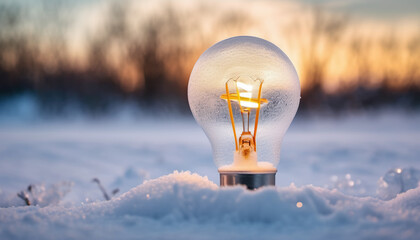 Light Bulb in the Snow, Creativity Idea for Innovation, using Generative ai