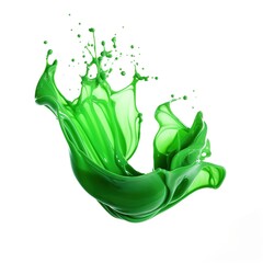 Green color plastic paint splash isolated on a white background