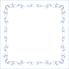 Elegant blue ornamental frame, frame corners, decorative border, corners for greeting cards, banners, business cards, invitations, menus. Isolated vector illustration.	