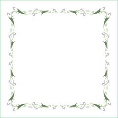 Obraz premium Elegant green ornamental frame, frame corners, decorative border, corners for greeting cards, banners, business cards, invitations, menus. Isolated vector illustration. 