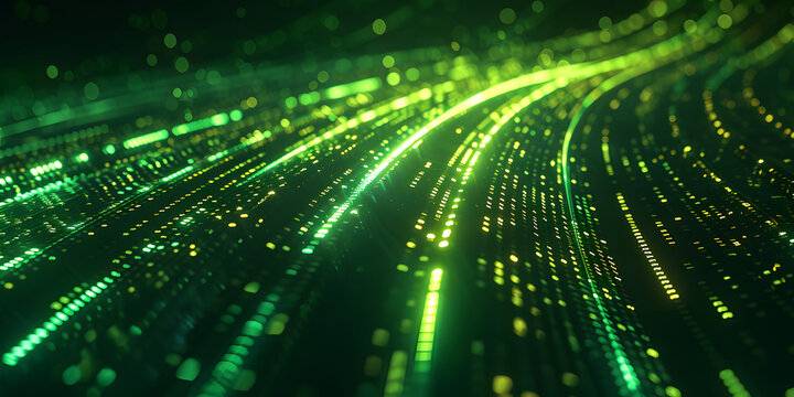 digital green data transfer curvy dynamic neon line