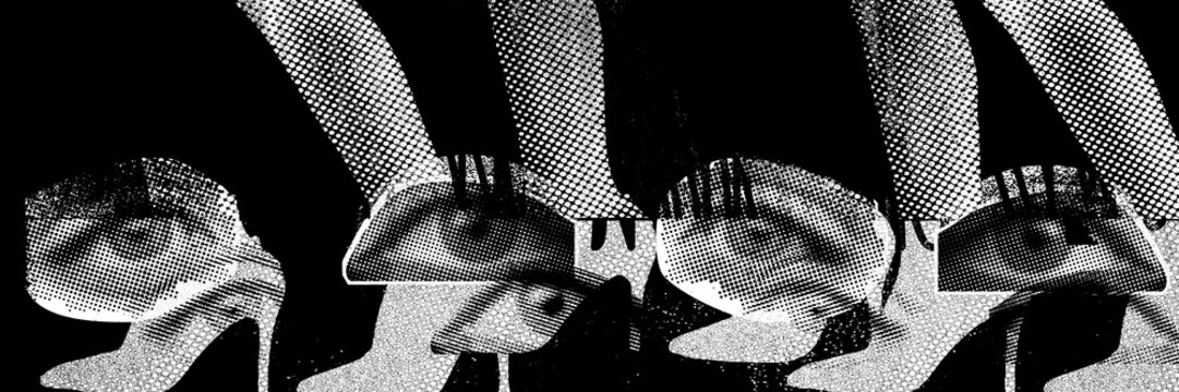 Trendy collage. Contemporary grunge style. Retro illustration. Graphic design poster.	