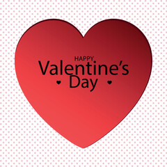 Red 3D heart with text. Happy Valentine's Day. Vector on grey background