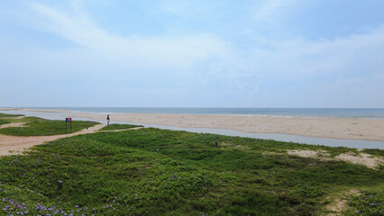 Poovar golden sand beach, Thiruvananthapuram, Kerala seascape view 