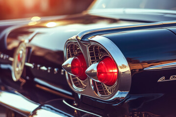Naklejka premium Car Graphic Vintage retro classic car headlights.
