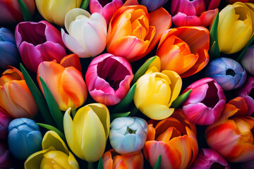 colorful tulips in the market