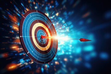 Fototapeta premium The arrow flies at target, the target. Achieving the goal.