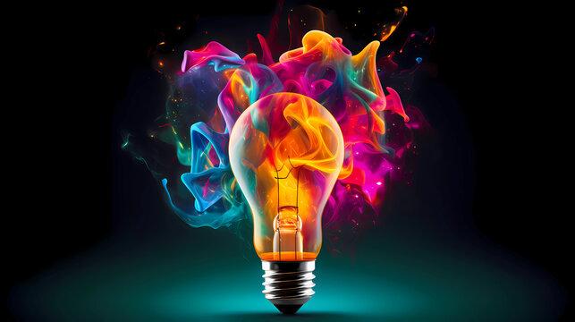  creative light bulb exploding with colorful paint is a powerful symbol of innovation