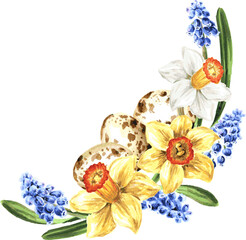 Happy Easter concept. Hand drawn watercolor illustration isolated on white background 