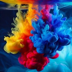 Fototapeta premium Aqueous Palette Burst: Firefly Explosion of Colored Paints in Isolation