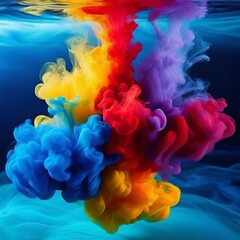 Underwater Chromatic Eruption: Firefly Explosion of Colored Paints