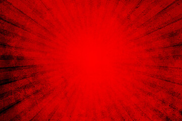 Red grunge background with sunburst. Red rays background - obrazy, fototapety, plakaty