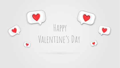 3D Heart Emojies in text bubble for Valentine's Day