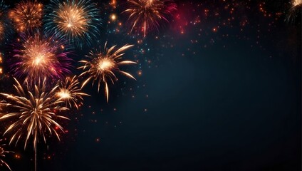 Obraz premium background abstract colorful fireworks in black background for design. with copy space.