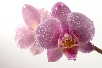 Fototapeta na wymiar Close-up Pink Orchid with Water Droplets