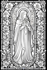 Fototapeta premium illustration of a stained glass window to color