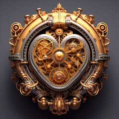 Mechanical heart steampunk style clock luxury gold images