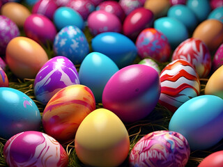 Fototapeta na wymiar Colorful eggs representing the symbolism of Easter