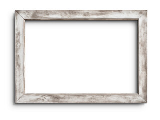 Rustic Distressed White Wood Frame Picture frame isolated on white background, Empty Space for Art and Photography Decoration
