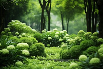 Green gardening beautiful landscape, outdoor fresh plant