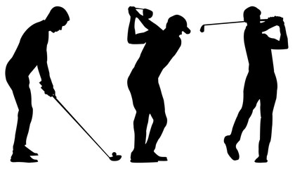 Silhouettes, Golf Player Silhouettes, Collection, Sport, Silhouette, Golfer, Transparent illustration, Lifestyle, Isolated, Character