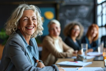 Smiling senior woman at a business meeting