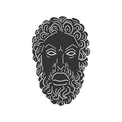 Zeus Icon Silhouette Illustration. Greek Culture Vector Graphic Pictogram Symbol Clip Art. Doodle Sketch Black Sign.