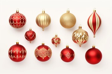 A set of red and gold Christmas balls, New Year.