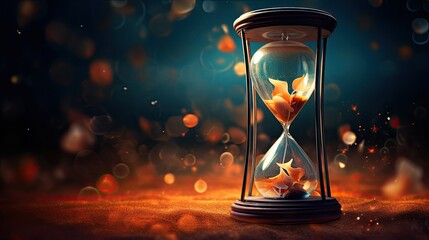 picture of hourglass on black background, 