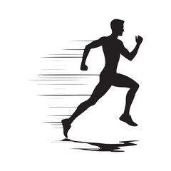 Racing Against Shadows: Running Person Silhouette Collection Conveying the Competitive Spirit of Running - Running Illustration - Running Person Vector
