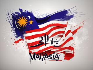 Happy Malaysia Day 16 September design. Hand-drawn ink brush Malaysia flag. Poster, banner, greeting card concept design. Vector illustration designs.