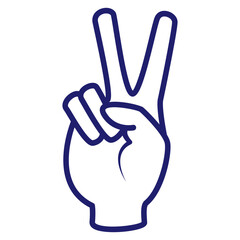 The fingers or hand signals mean peace. Vector icon. Symbol, logo illustration. 