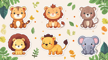 Cartoon Jungle Animal Stickers