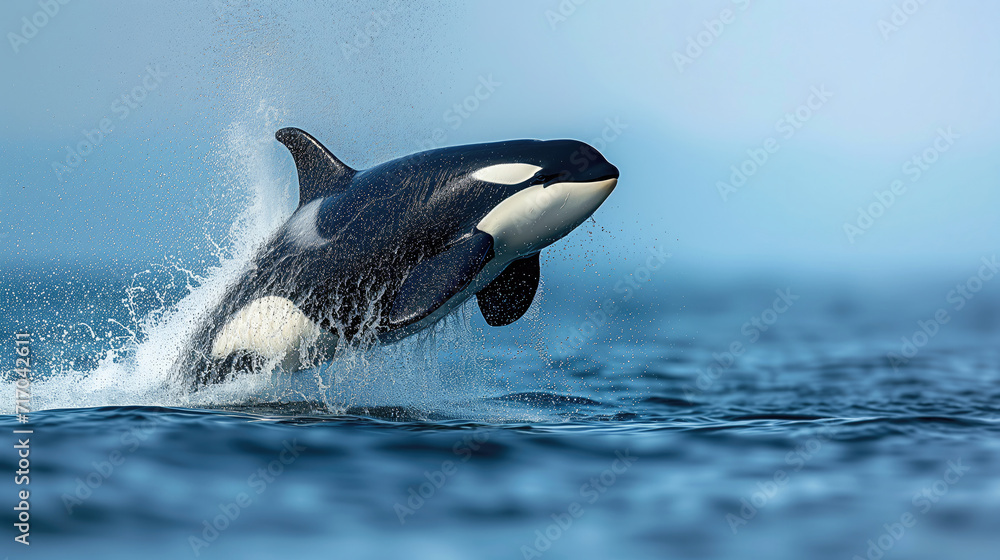 Wall mural Orca Whale Leaping from Ocean - Wall murals